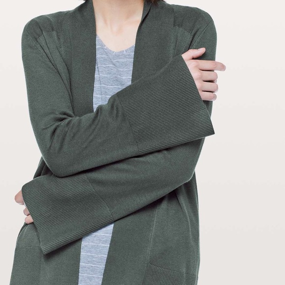 lululemon athletica Sweaters - $118 Lululemon Soft Side Kimono Cashmere Blend Green Open Cardigan Wide Sleeves